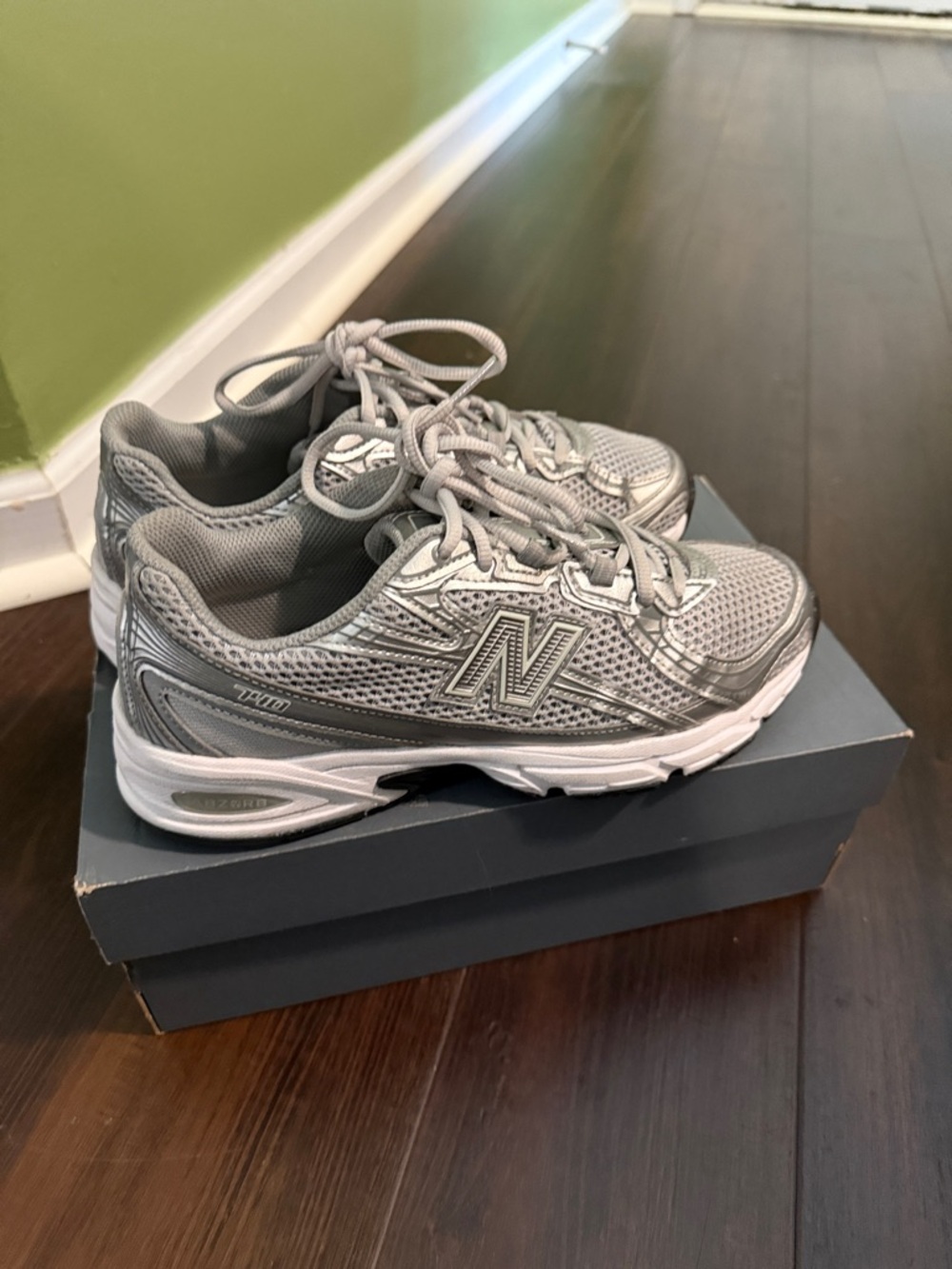 New Balance Kids Silver Gray and White Athletic Sneakers